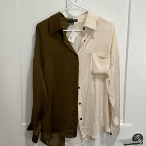 Two toned button-down shirt. Brand New. With tags. Size Small.